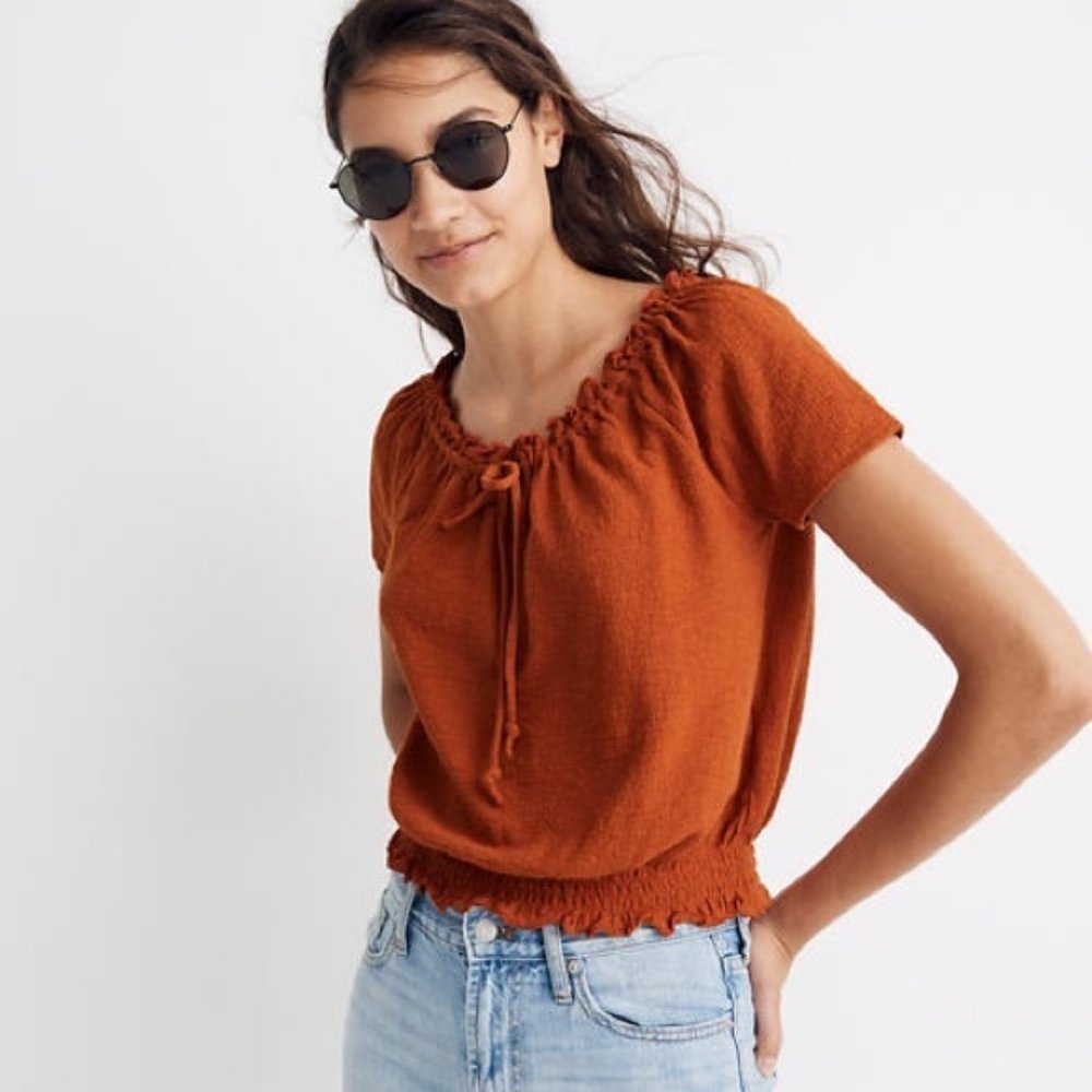Madewell Texture and Thread Scoop Neck Cinch Waist